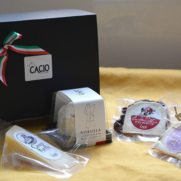 <お取寄せ>チーズ工房Cacio4種の熟成チーズギフトセットB(ワイン、藁のカチョッティーナ入り)〔冷蔵〕送料込み - 恵比寿ワインマート